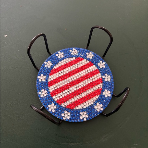 American Flag Rhinestone Coasters - Picture 2 of 9